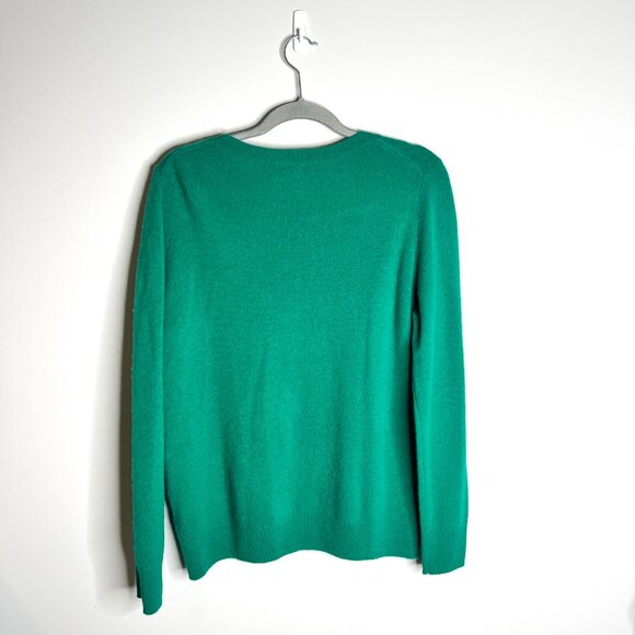 Nordstrom 100% Cashmere Christmas Green Holiday Crew Neck Preppy Festive Sweater - Picture 4 of 4